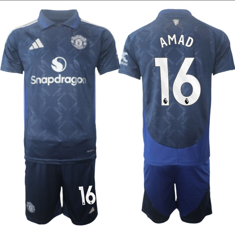 Men 2024-2025 Club Manchester United away blue #16 Soccer Jersey